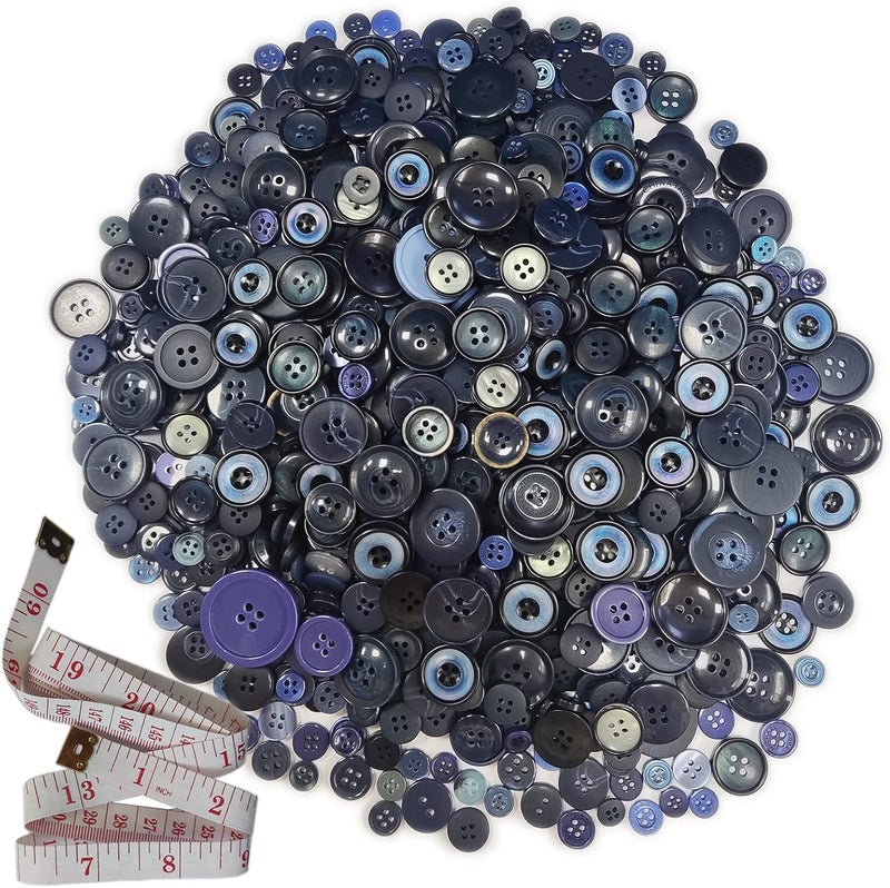 KOVOLALA 600-750Pcs Buttons for Crafts Assorted Sizes Resin Buttons for Sewing Decorations DIY Arts and Crafts Children's Manual Button Painting with a 60-inch Soft Ruler - Image 2